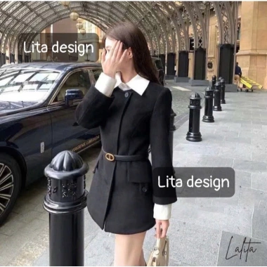 Váy công sở dài tay phối áo sơ mi cổ bẻ, chân váy A, giảm giá 495.000đ