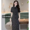 Váy công sở dáng dài họa tiết chấm bi chiết eo, cổ cà vạt, giảm còn 515.000₫ 4