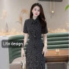 Váy công sở dáng dài họa tiết chấm bi chiết eo, cổ cà vạt, giảm còn 515.000₫ 8