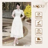 Váy công sở MDU4.288 tơ hoa thêu nổi, hàng cúc ngọc đính đá – Giá ưu đãi 749.000₫