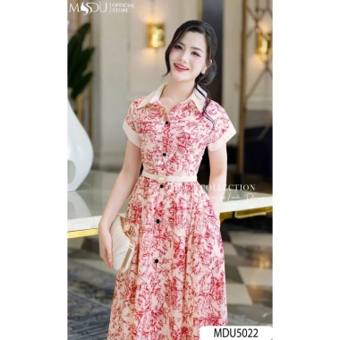 Váy công sở MDU5.022 lụa mango cao cấp xẻ tà, chiết eo dáng xòe nhẹ thanh lịch 779k