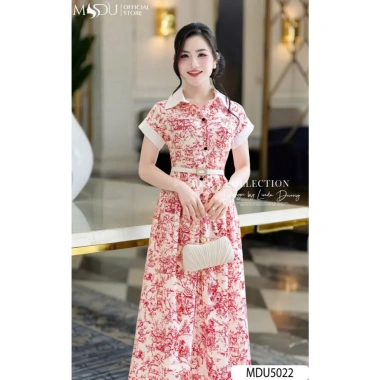 Váy công sở MDU5.022 lụa mango cao cấp xẻ tà, chiết eo dáng xòe nhẹ thanh lịch 779k