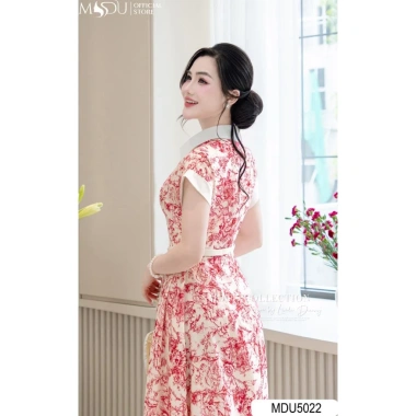Váy công sở MDU5.022 lụa mango cao cấp xẻ tà, chiết eo dáng xòe nhẹ thanh lịch 779k