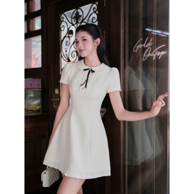Váy công sở và dự tiệc cổ sen cúc ngọc nơ tiểu thư sang chảnh - Giá chỉ 299.000đ