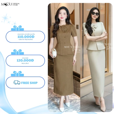 Váy Công Sở Xước Thái Dáng Ôm Nhẹ Peplum Tinh Tế - Thanh Lịch, Giá 799.000₫