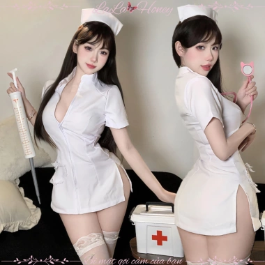Váy Cosplay Y Tá Gợi Cảm Cổ V Sâu Nóng Bỏng - Đồ Ngủ Quyến Rũ LALA HONEY 4 Váy Cosplay Y Tá Gợi Cảm Cổ V Sâu Nóng Bỏng - Đồ Ngủ Quyến Rũ LALA HONEY 4