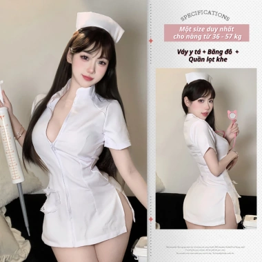 Váy Cosplay Y Tá Gợi Cảm Cổ V Sâu Nóng Bỏng - Đồ Ngủ Quyến Rũ LALA HONEY