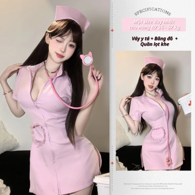 Váy Cosplay Y Tá Gợi Cảm Cổ V Sâu Nóng Bỏng - Đồ Ngủ Quyến Rũ LALA HONEY