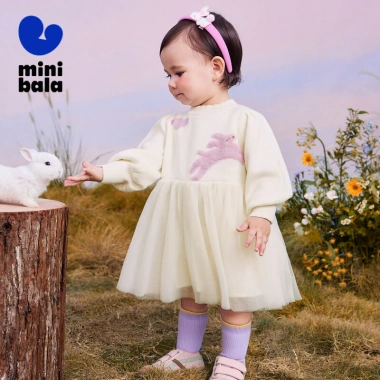 Váy cotton bé gái minibala tay phồng ngọt ngào - Thân thiện da, chỉ 820.800đ