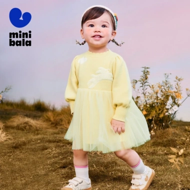 Váy cotton bé gái minibala tay phồng ngọt ngào - Thân thiện da, chỉ 820.800đ