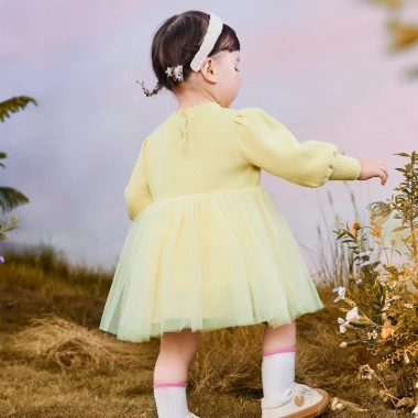 Váy cotton bé gái minibala tay phồng ngọt ngào - Thân thiện da, chỉ 820.800đ