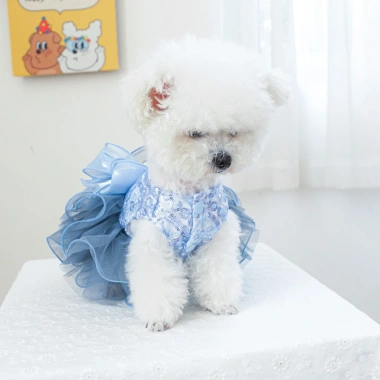 Váy cưới thú cưng cho mèo Pomeranian & Shih Tzu - Đầm công chúa thoáng khí, polyester, mặc quanh năm, giảm giá 15%