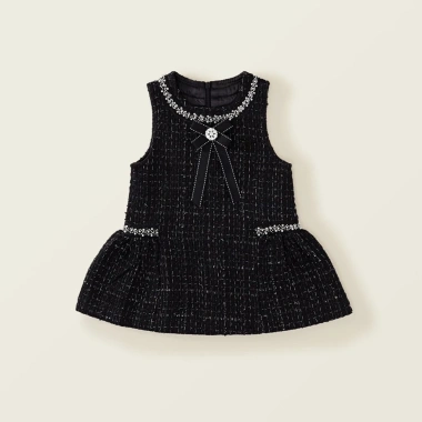 Váy Dạ Tweed Bé Gái Đen - Chất Liệu Dày Dặn, Phối Nơ Xinh Xắn, Giá 265.000₫ 2