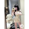 Váy dạ yếm nữ khuy vàng sang chảnh - Đồ Tết 2.024 giảm giá 20% giá 337.000đ 2