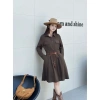Váy dài công sở nữ tính, cổ sơ mi, tay dài, cotton thô - Giá ưu đãi 188.000 VND