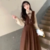 Váy dài sơ mi Korean màu trơn retro, tay dài & ngắn, dễ thương - 69,420₫ 2