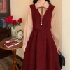 Váy dài sơ mi Korean màu trơn retro, tay dài & ngắn, dễ thương - 69,420₫ 3