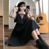 Váy dài sơ mi Korean màu trơn retro, tay dài & ngắn, dễ thương - 69,420₫ 4