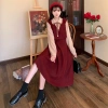 Váy dài sơ mi Korean màu trơn retro, tay dài & ngắn, dễ thương - 69,420₫ 6