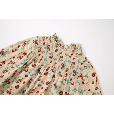 Váy dài tay bé gái họa tiết hoa nhí, cổ cao, cotton mềm mịn - Giá chỉ 212.000₫