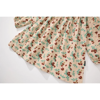Váy dài tay bé gái họa tiết hoa nhí, cổ cao, cotton mềm mịn - Giá chỉ 212.000₫