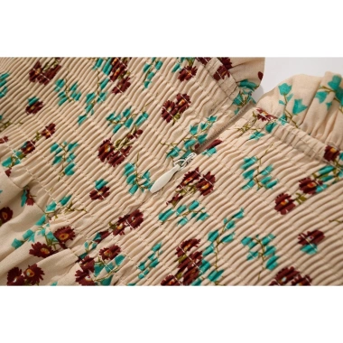 Váy dài tay bé gái họa tiết hoa nhí, cổ cao, cotton mềm mịn - Giá chỉ 212.000₫