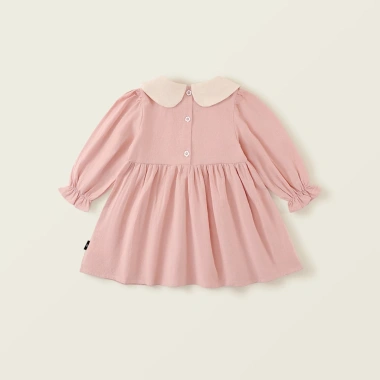 Váy dài tay bé gái mùa xuân hè họa tiết gấu thêu cotton thoáng mát, phù hợp đi học và đi chơi - Giá chỉ 215.000₫