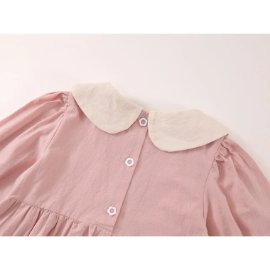 Váy dài tay bé gái mùa xuân hè họa tiết gấu thêu cotton thoáng mát, phù hợp đi học và đi chơi - Giá chỉ 215.000₫