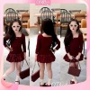 Váy đầm bé gái QT357 đỏ dáng bí cổ vuông kèm tag nơ - giảm giá 18% chỉ 129.900₫