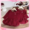 Váy đầm bé gái QT357 đỏ dáng bí cổ vuông kèm tag nơ - giảm giá 18% chỉ 129.900₫ 3
