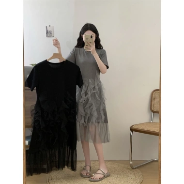 Váy Đầm Bigsize Cổ Tròn Xếp Ly Bèo Voan Bồng Bềnh Tiểu Thư Nữ Tính M L XL Giá 449k Quảng Châu