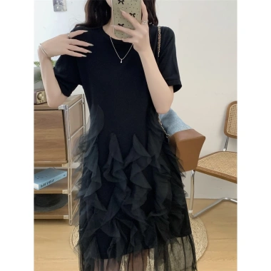 Váy Đầm Bigsize Cổ Tròn Xếp Ly Bèo Voan Bồng Bềnh Tiểu Thư Nữ Tính M L XL Giá 449k Quảng Châu