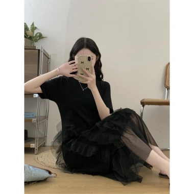 Váy Đầm Bigsize Cổ Tròn Xếp Ly Bèo Voan Bồng Bềnh Tiểu Thư Nữ Tính M L XL Giá 449k Quảng Châu