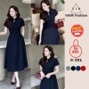 Váy đầm cao cấp tay ngắn, thắt lưng cổ cách điệu, dáng xòe BIGSIZE giảm giá 19%