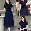 Váy đầm cao cấp tay ngắn, thắt lưng cổ cách điệu, dáng xòe BIGSIZE giảm giá 19% 3