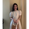 Váy Đầm Cổ Đính Ngọc, Tay Bồng Dáng, Dài Xòe Tiểu Thư - Size S‑L, Taffa, V739 - 360k (Giảm 100k) 7