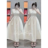 Váy Đầm Cổ Đính Ngọc, Tay Bồng Dáng, Dài Xòe Tiểu Thư - Size S‑L, Taffa, V739 - 360k (Giảm 100k) 8