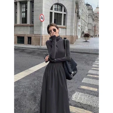 Váy đầm dài xòe tay dài cổ cao thanh lịch sang chảnh - Giao trước Tết, size lớn, 169k (MOQC SP02)