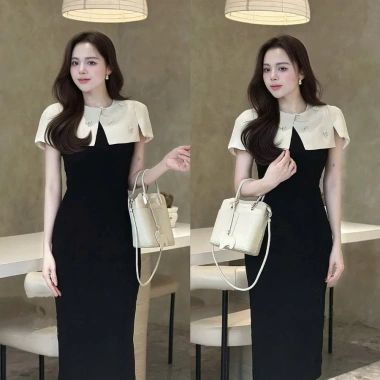 Váy đầm dáng ốm bút chì cổ cách điệu đính đá thanh lịch sang trọng Bigsize, giá 454k