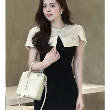 Váy đầm dáng ốm bút chì cổ cách điệu đính đá thanh lịch sang trọng Bigsize, giá 454k