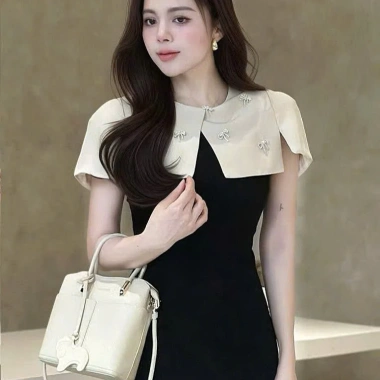 Váy đầm dáng ốm bút chì cổ cách điệu đính đá thanh lịch sang trọng Bigsize, giá 454k