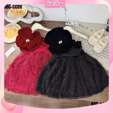 Váy đầm hoa CE29 to lệch vai 2 màu tùng tua rua cho bé gái Noel Giáng sinh lễ tết 149.900₫ 5