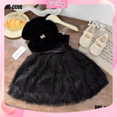 Váy đầm hoa CE29 to lệch vai 2 màu tùng tua rua cho bé gái Noel Giáng sinh lễ tết 149.900₫ 7