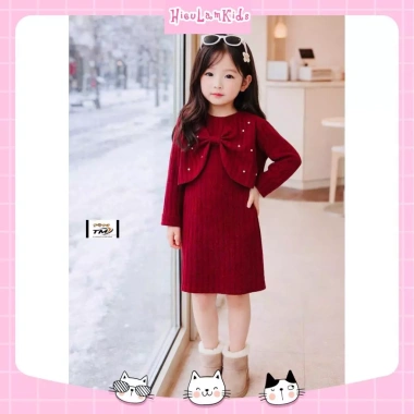 Váy Đầm Len + Áo Khoác Đính Hạt Cho Bé Gái - Giá Sale 119.900đ, Thời Trang Ấm Áp 4