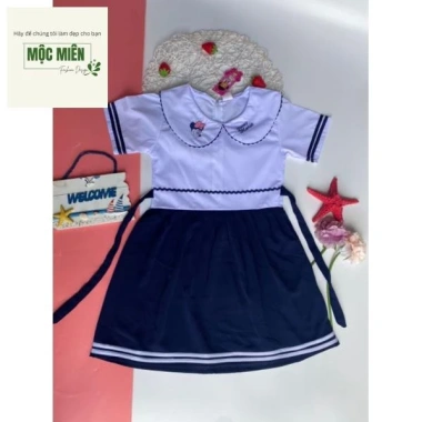 Váy Đầm Liền Cổ Sen Tay Phồng Học Sinh Cấp 1 Nữ 15-44kg - Đồng Phục Học Sinh Giá Ưu Đãi 63,000 VND 4