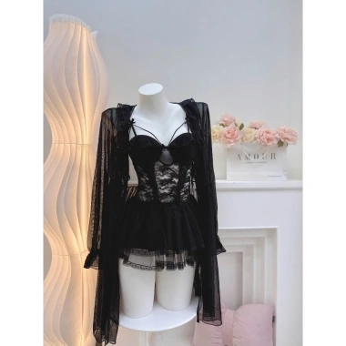 Váy đầm ngủ ngắn sexy chất ren QCCC không kèm choàng Giá chỉ 199k