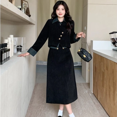 Váy Đầm Nhung Bigsize Cúc Lệch, Sơ Mi Cách Điệu, Dáng A Thanh Lịch – 849k