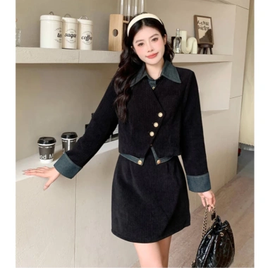 Váy Đầm Nhung Bigsize Cúc Lệch, Sơ Mi Cách Điệu, Dáng A Thanh Lịch – 849k