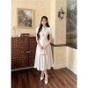 Váy Đầm Nữ Ghi Dáng Dài ELYSNIE Công Sở Thanh Lịch Xếp Li Lotus Dress Tặng Hoa Đá 7