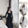 Váy Đầm Nữ Thu Đông Dài Tay Xòe Đuôi Cá Cổ Vuông Sang Trọng - Donna Hcom3.712